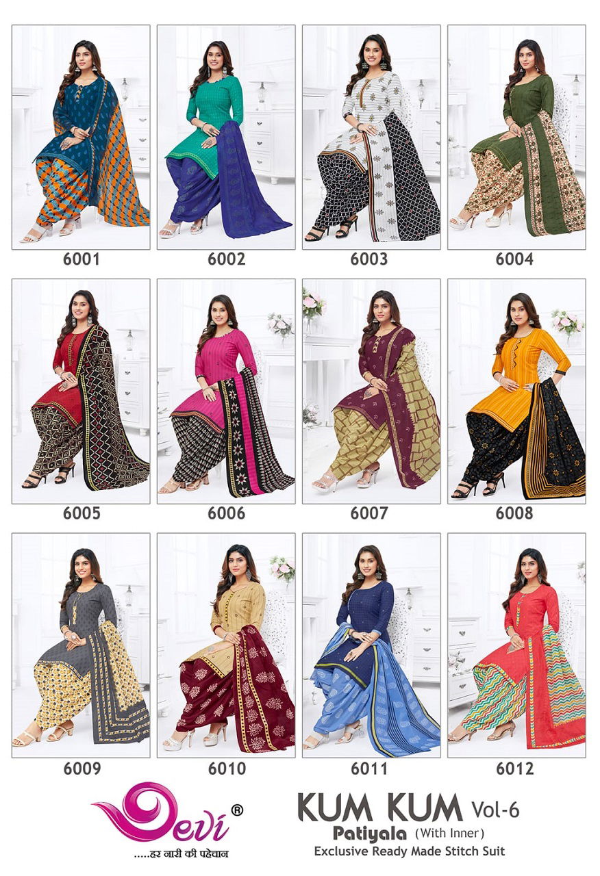 Devi Kum Kum Patiyala 6 Regular Wear Wholesale Readymade Cotton Dress
